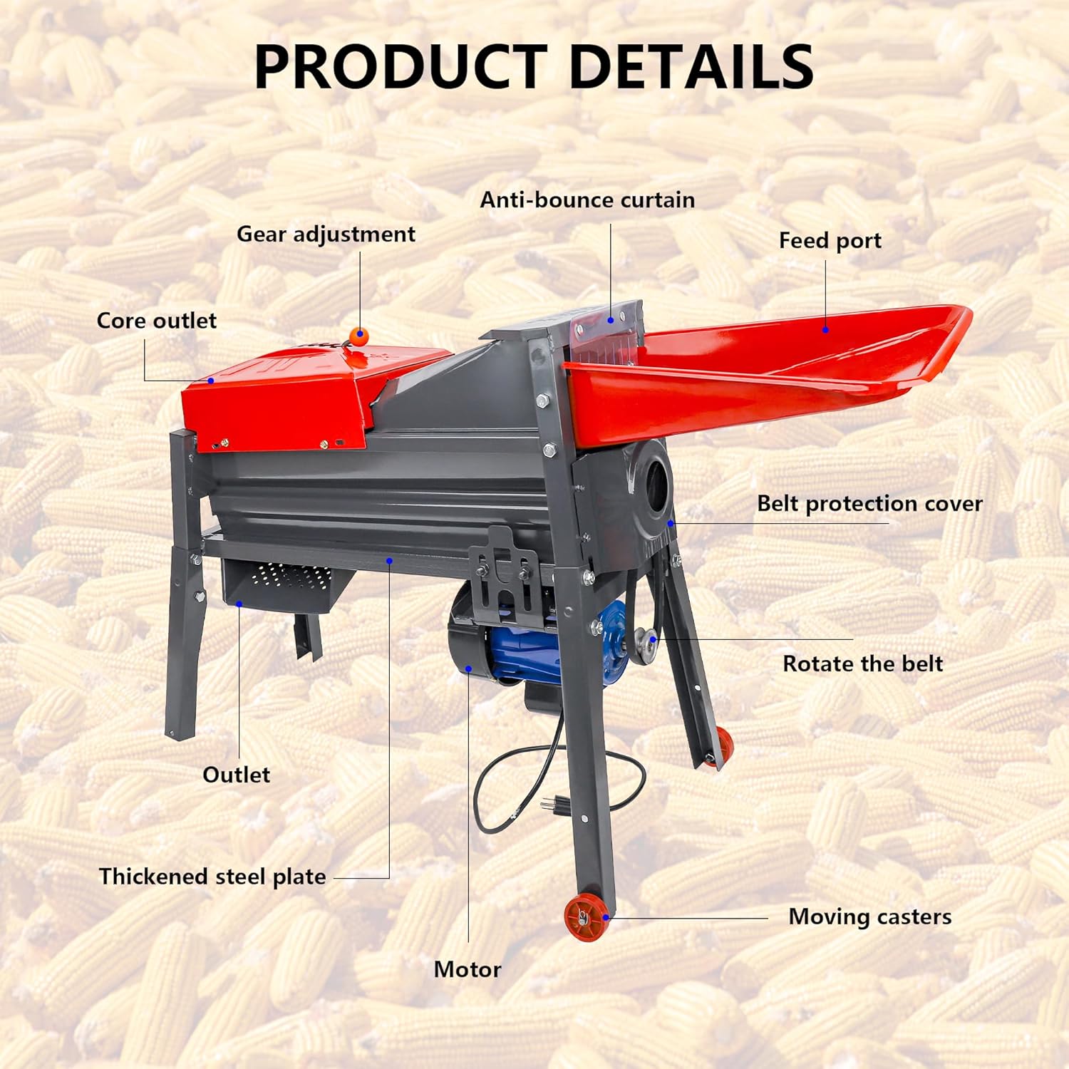Household Shellers Maize Corn Thresher Electric Corn Sheller Machine